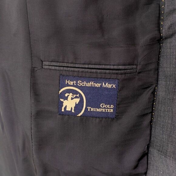 Hart Schaffner Marx Gold Trumpeter Nordstrom Wool Check Gray 2 Button Blazer 44L - Picture 10 of 16